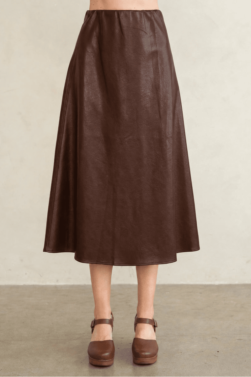 Madelynn Leather Midi Skirt - Elle Maxine