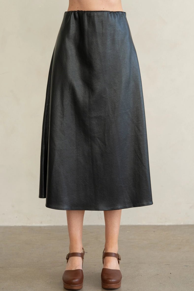 Madelynn Leather Midi Skirt - Elle Maxine