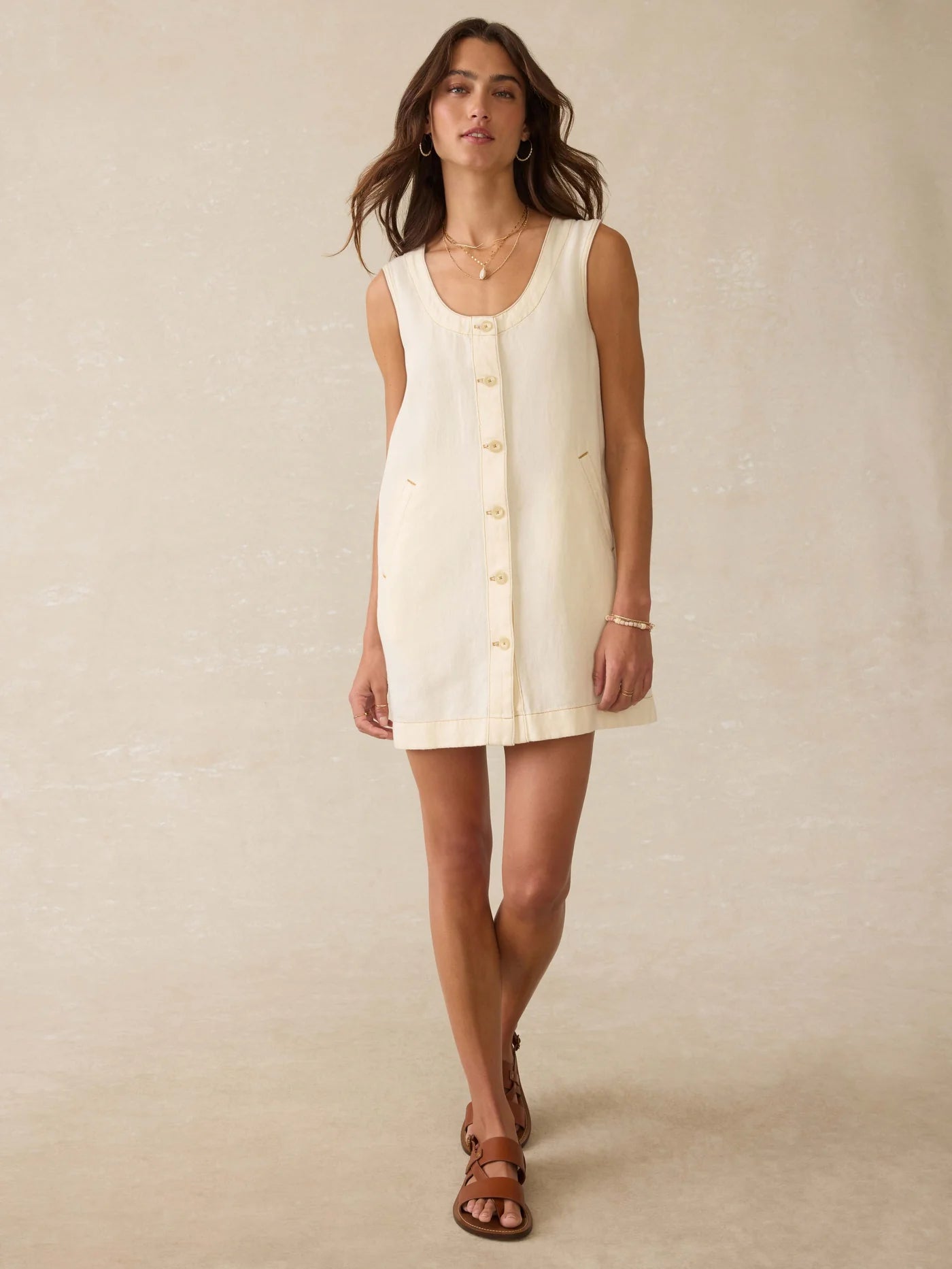 Malibu Linen Denim Dress - Whitecliff Wash - Elle Maxine