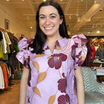 Mara Jacquard Flutter Blouse - Mauve - Elle Maxine