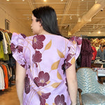 Mara Jacquard Flutter Blouse - Mauve - Elle Maxine