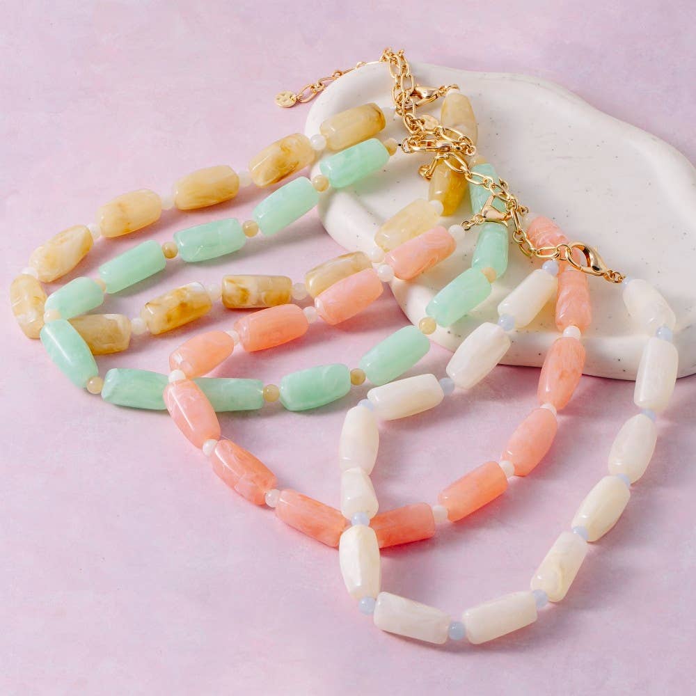 Marble Beaded Necklace - Ivory - Elle Maxine