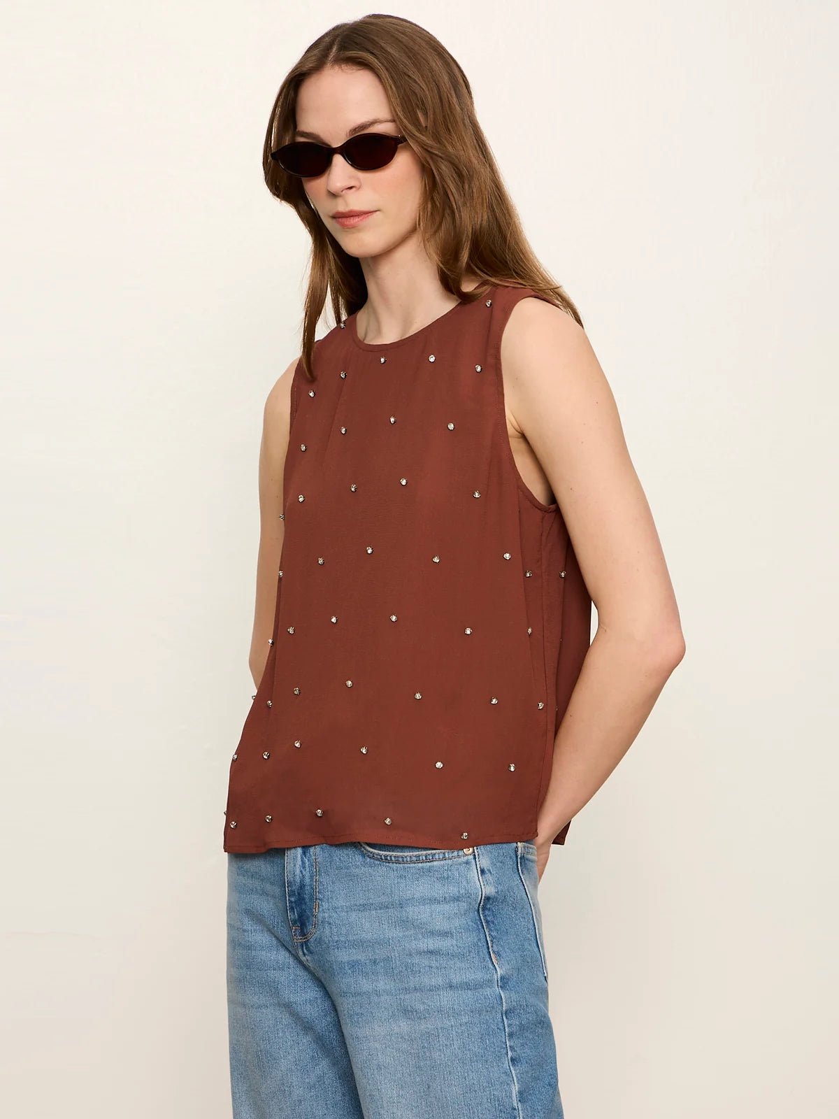 Margo Rhinestone Embellished Shell Top - Elle Maxine