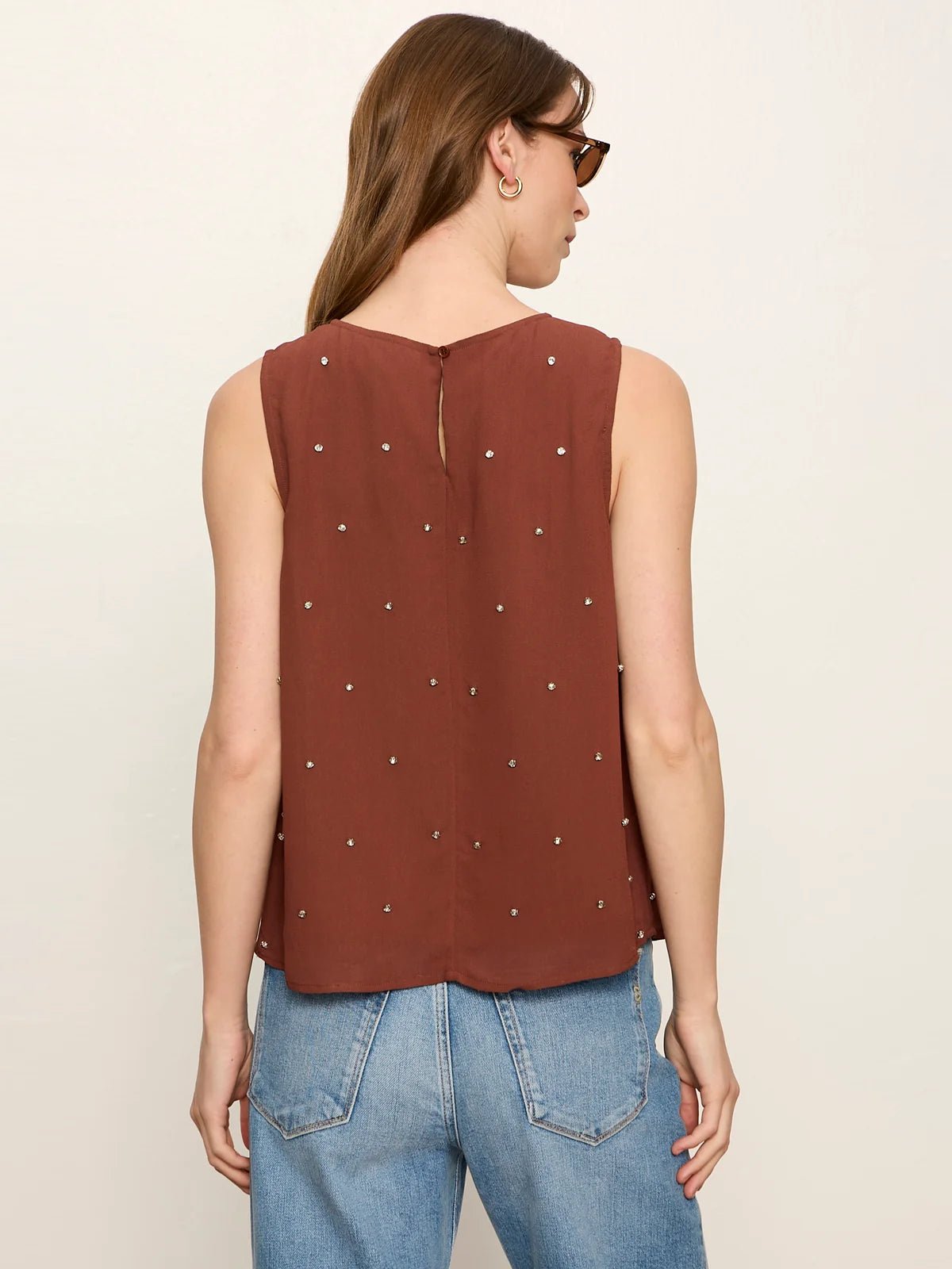Margo Rhinestone Embellished Shell Top - Elle Maxine