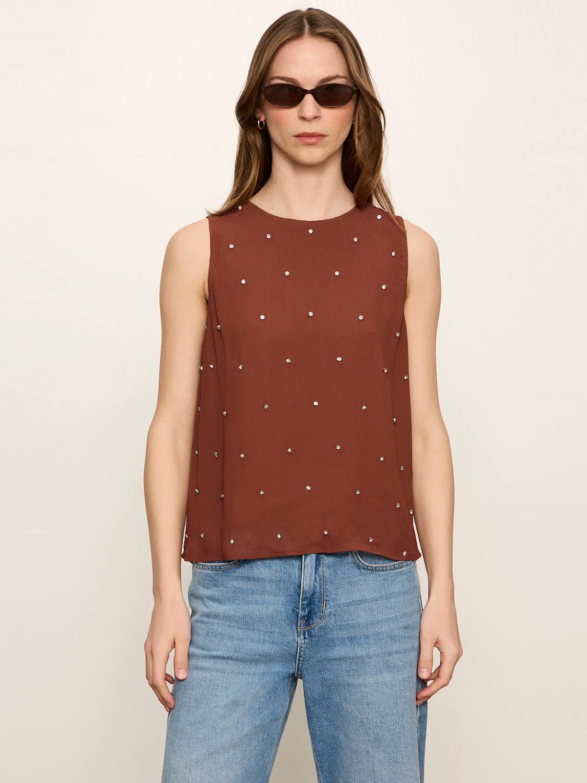 Margo Rhinestone Embellished Shell Top - Elle Maxine