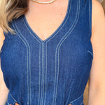 Margot Belted Denim Midi Dress - Elle Maxine