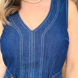 Margot Belted Denim Midi Dress - Elle Maxine