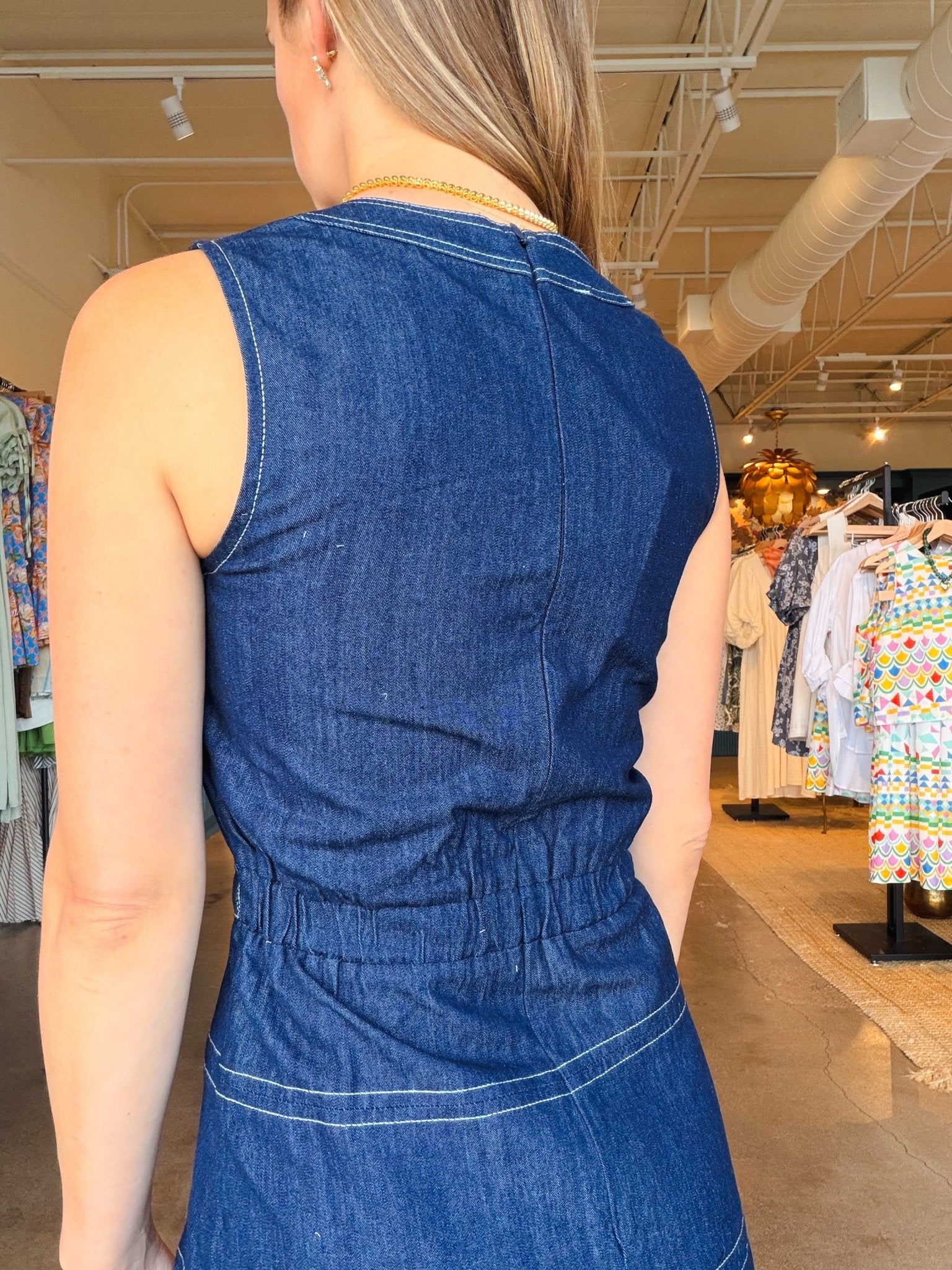 Margot Belted Denim Midi Dress - Elle Maxine