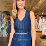 Margot Belted Denim Midi Dress - Elle Maxine