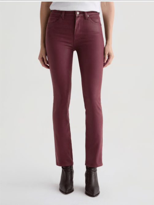 Mari Coated Straight Leg - Winery - Elle Maxine