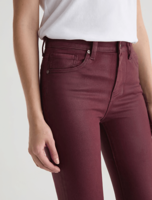 Mari Coated Straight Leg - Winery - Elle Maxine