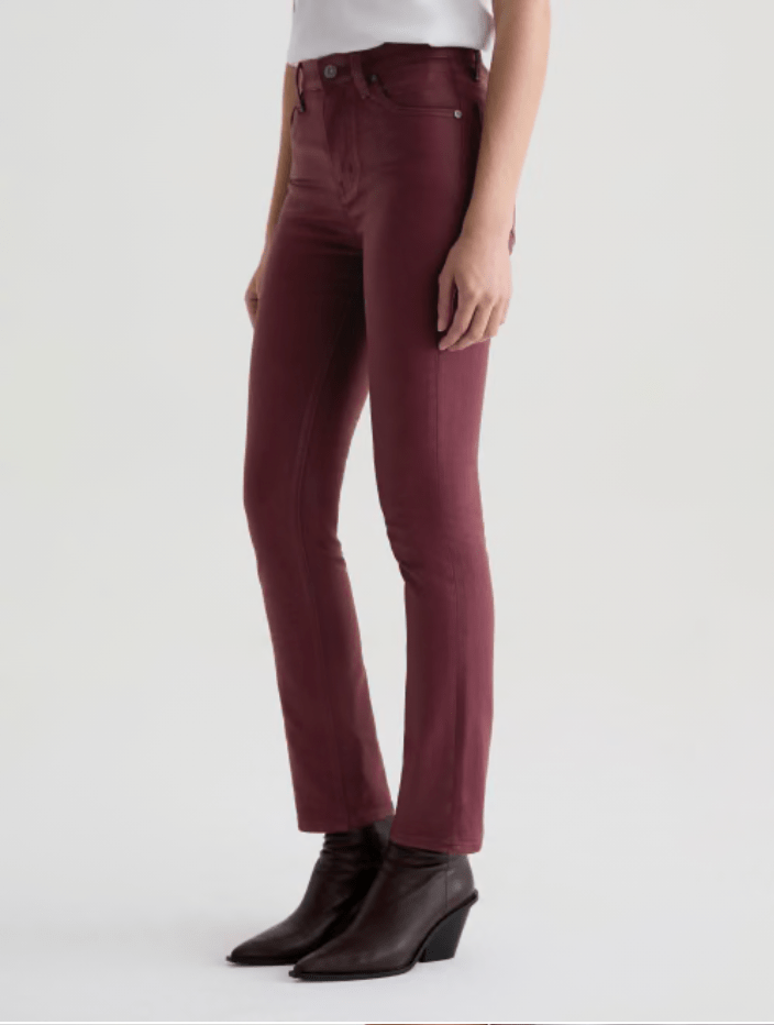 Mari Coated Straight Leg - Winery - Elle Maxine