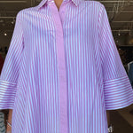 Mari Collared Stripe Maxi Dress - Orchid Pink - Elle Maxine