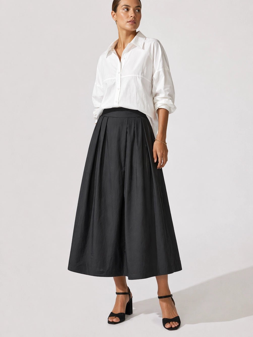 Mari Poplin Midi Skirt - Elle Maxine