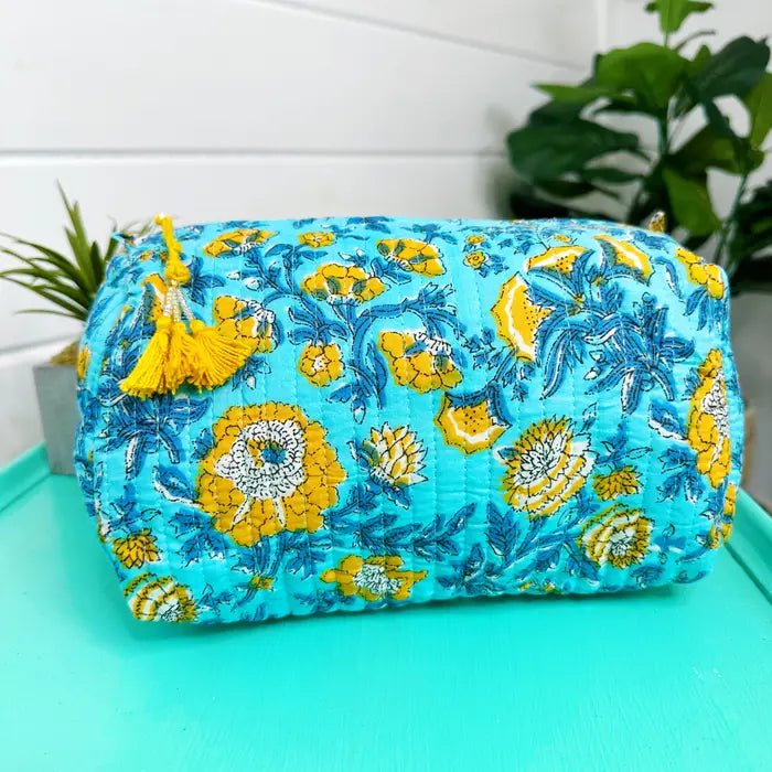 Marigold Floral Cosmetic Bag - Elle Maxine