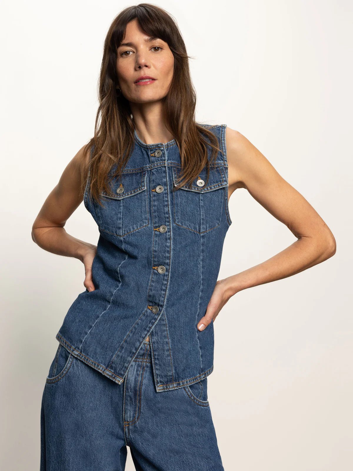 Maritime Denim Vest - Elle Maxine