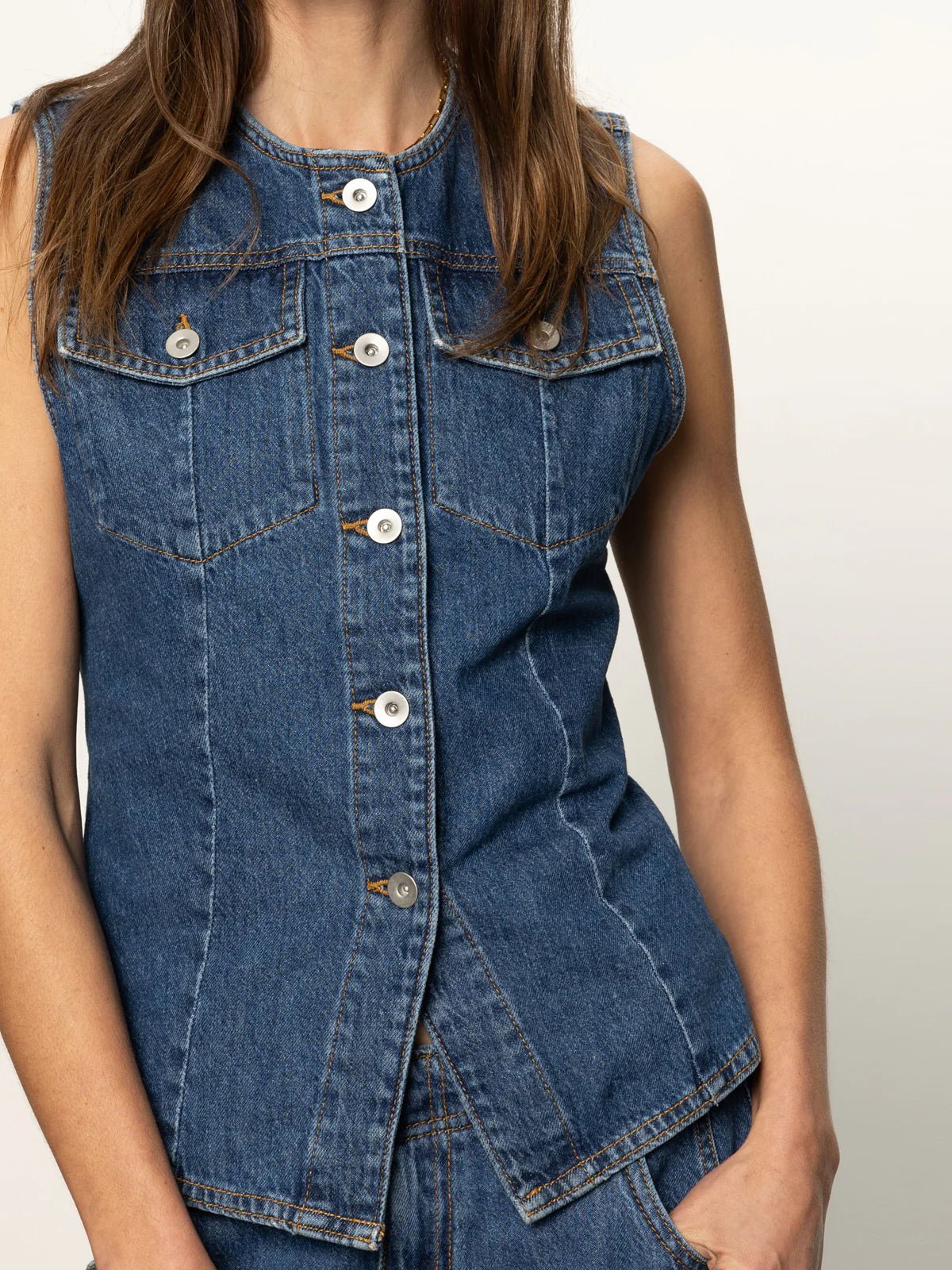 Maritime Denim Vest - Elle Maxine