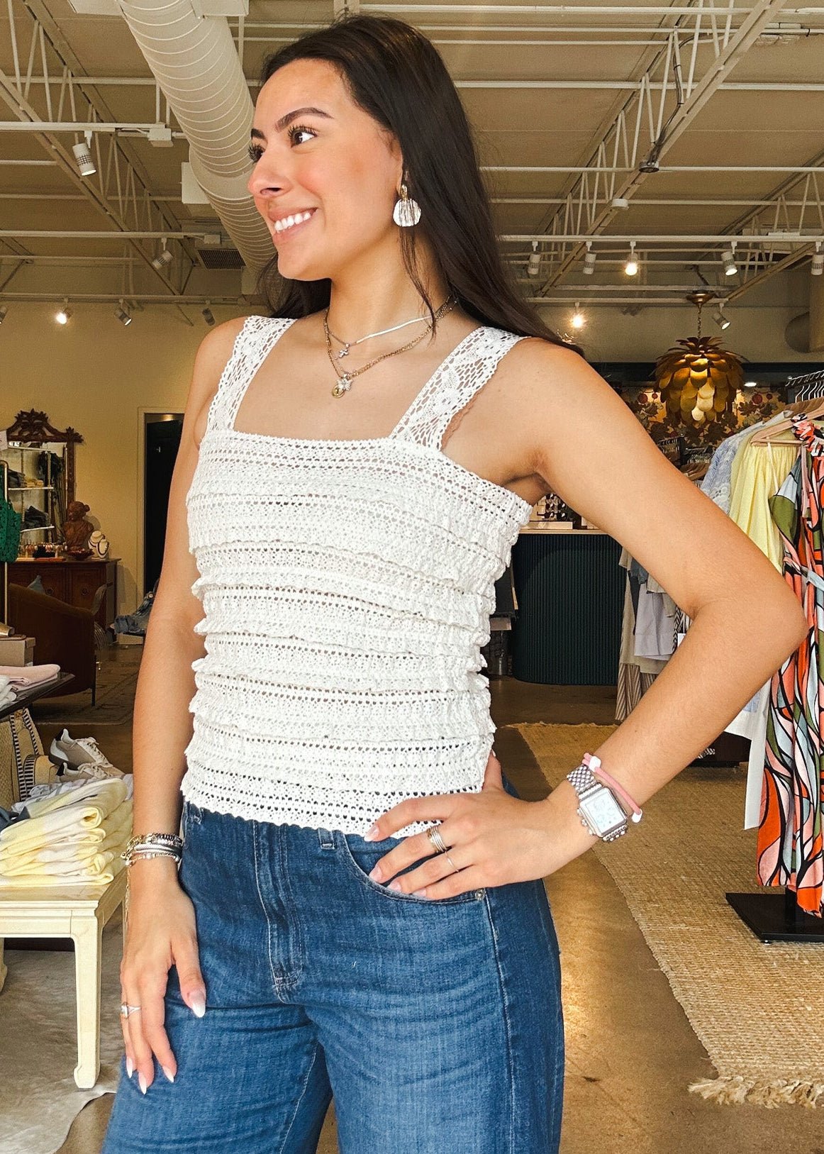 Marla Lace Ruffle Top - Ivory - Elle Maxine