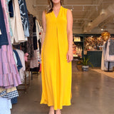 Marlee V Neck Midi Dress - Marigold - Elle Maxine