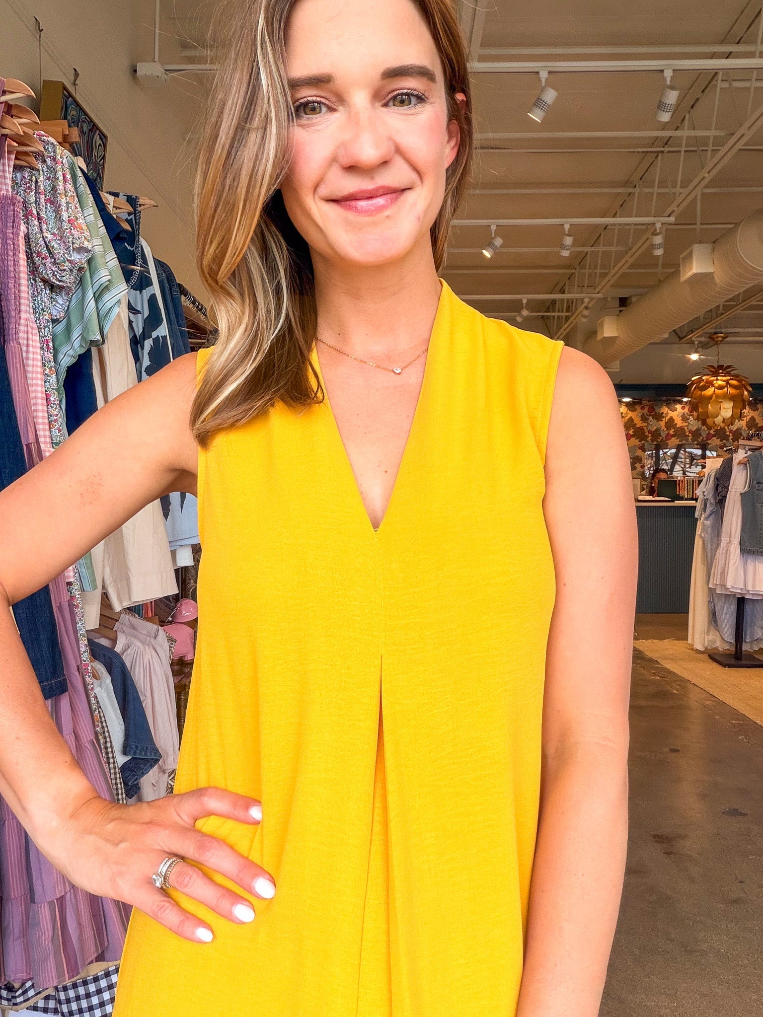 Marlee V Neck Midi Dress - Marigold - Elle Maxine