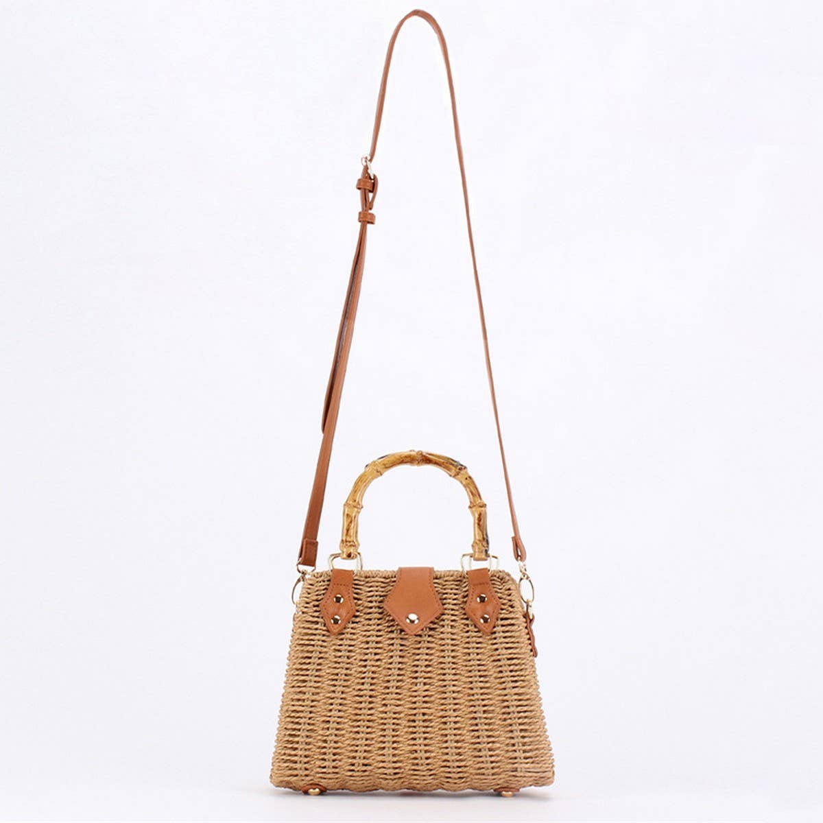 Marlo Woven Bamboo Handle Bag - Elle Maxine