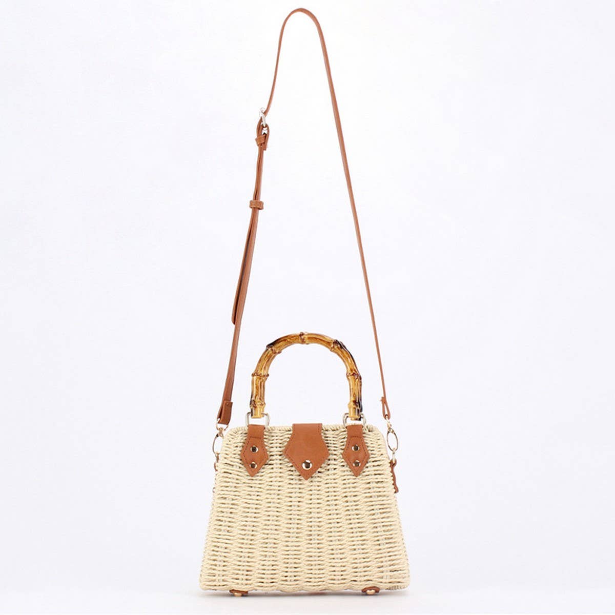Marlo Woven Bamboo Handle Bag - Elle Maxine