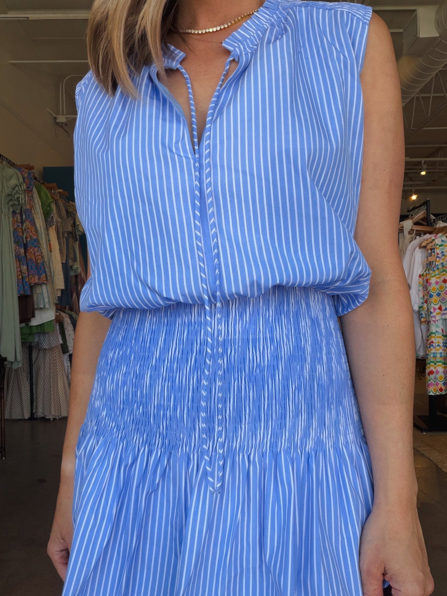 Marmont Sleeveless Dress - Blue Stripe - Elle Maxine