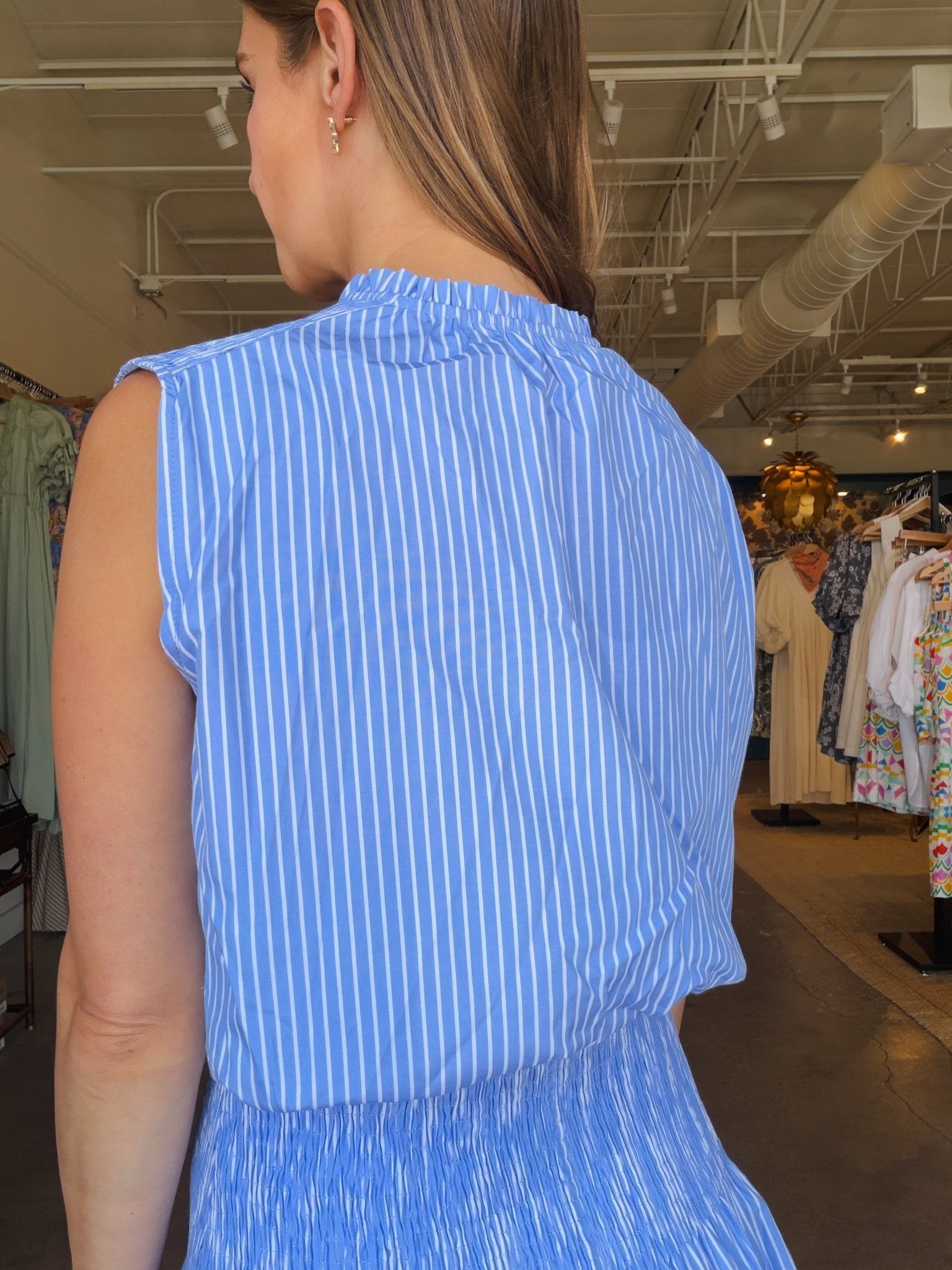 Marmont Sleeveless Dress - Blue Stripe - Elle Maxine