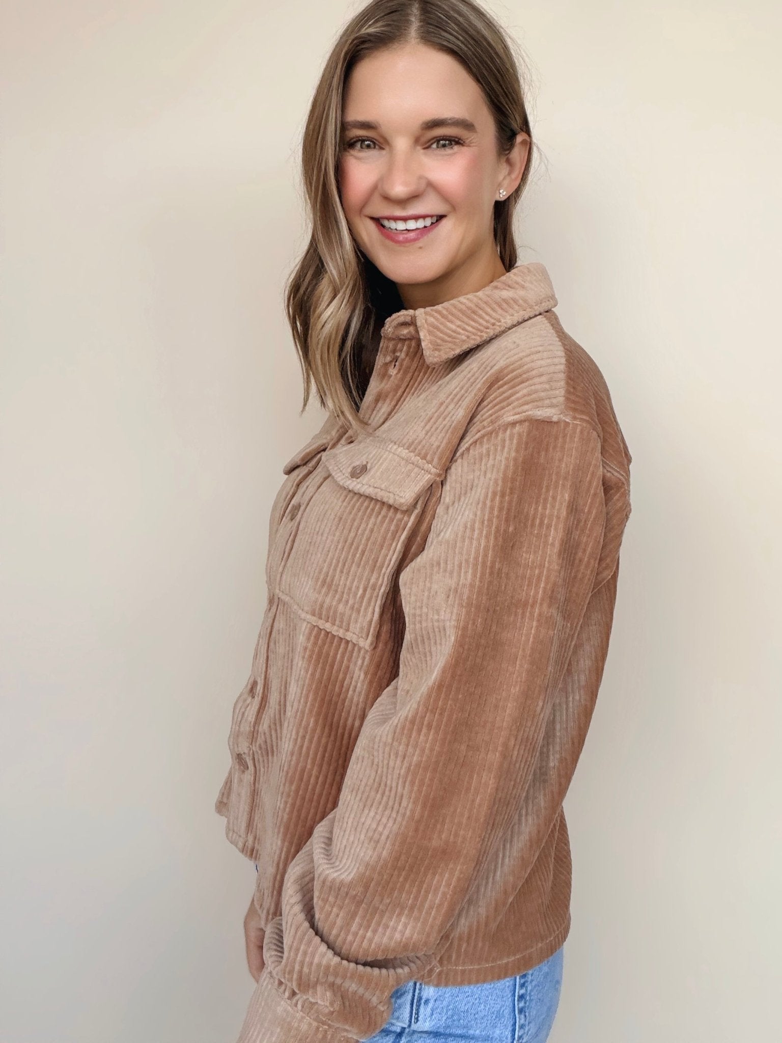 Mary Ribbed Velour Button Down Top - Elle Maxine