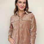 Mary Ribbed Velour Button Down Top - Elle Maxine