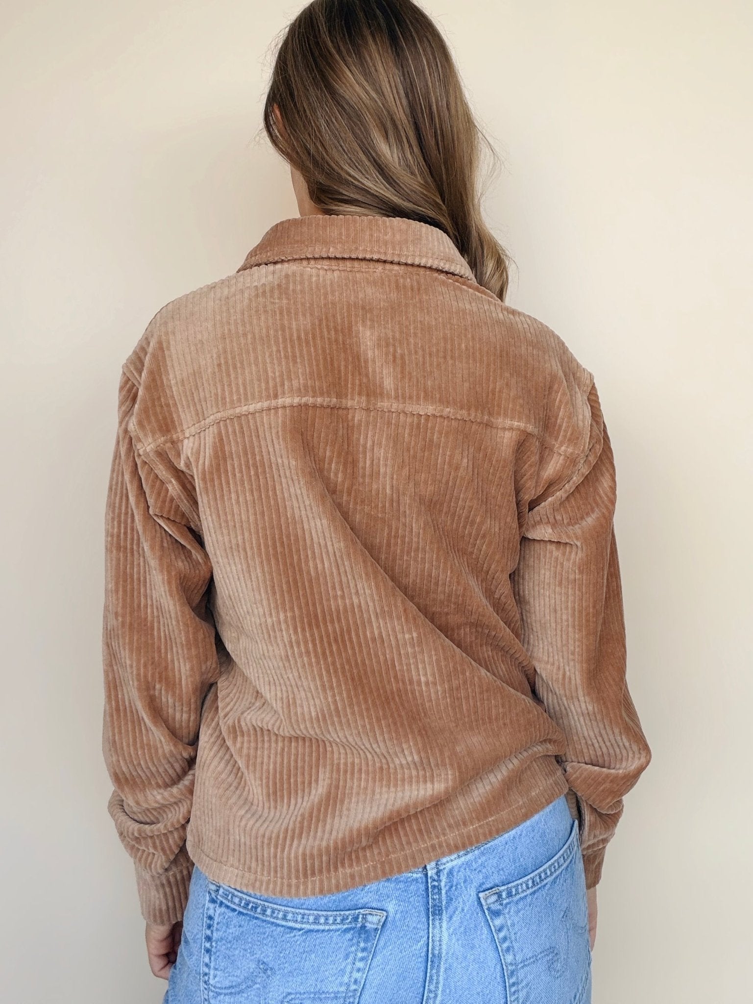 Mary Ribbed Velour Button Down Top - Elle Maxine