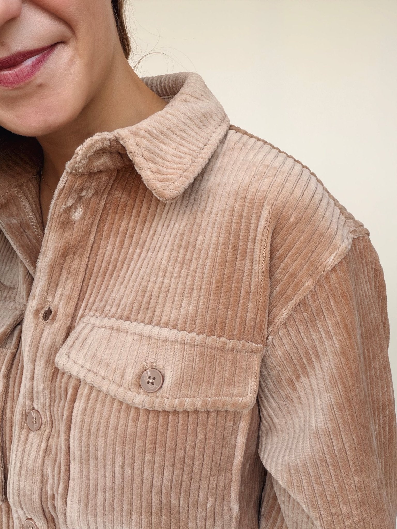 Mary Ribbed Velour Button Down Top - Elle Maxine