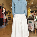 Matter of Time Poplin Skirt - White - Elle Maxine