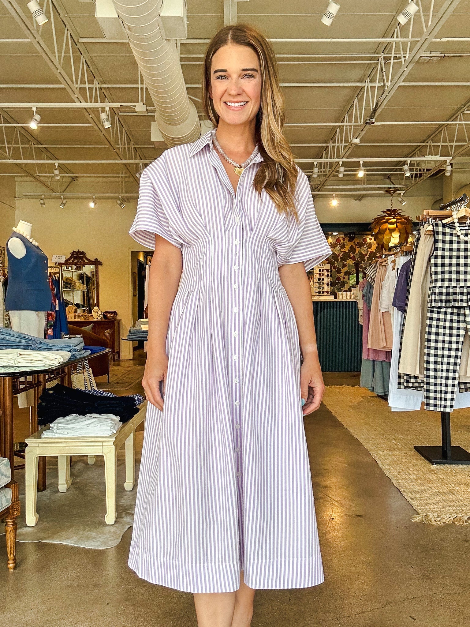 Maude Waist Shirtdress - Lavender - Elle Maxine