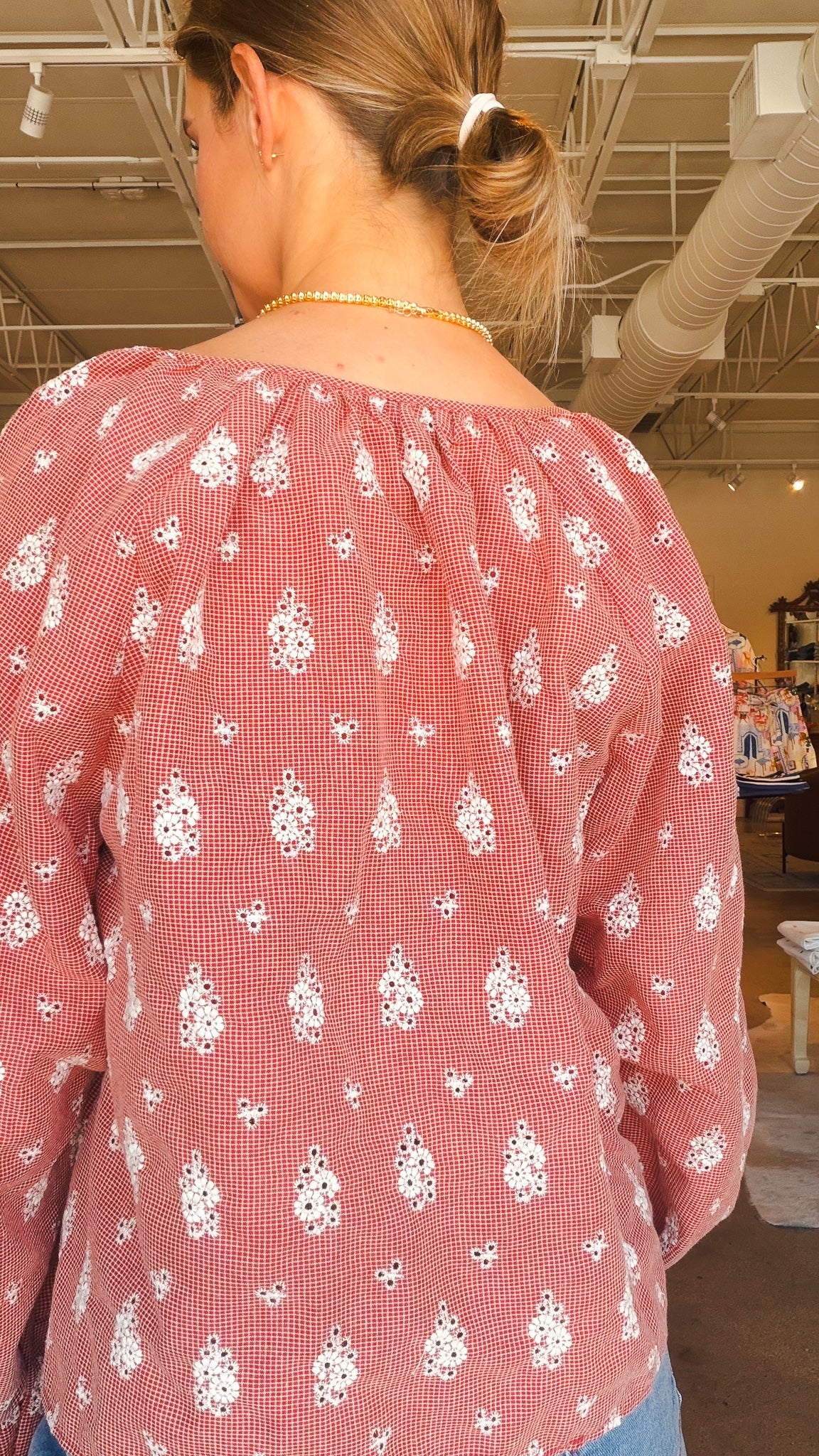 Maui Embroidered Tie Front Blouse - Elle Maxine