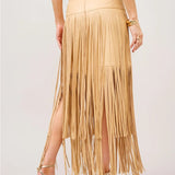 Maverick Tiered Fringe Maxi Skirt - Elle Maxine