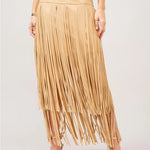 Maverick Tiered Fringe Maxi Skirt - Elle Maxine