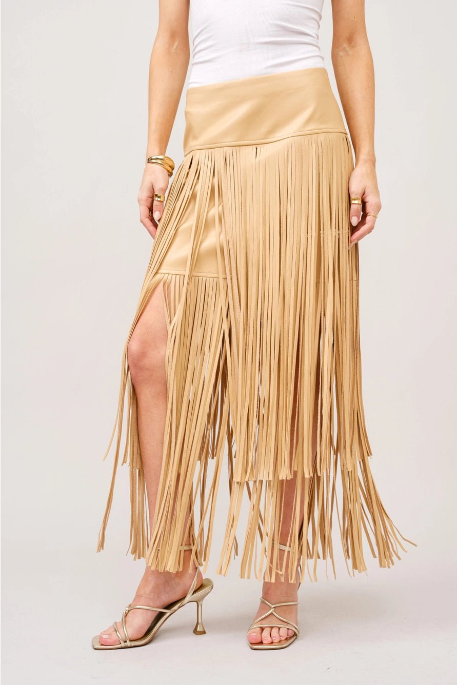 Maverick Tiered Fringe Maxi Skirt - Elle Maxine