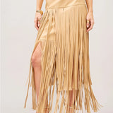Maverick Tiered Fringe Maxi Skirt - Elle Maxine