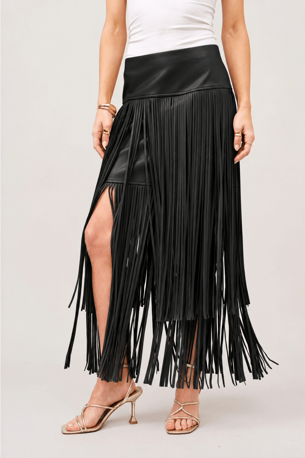 Maverick Tiered Fringe Maxi Skirt - Elle Maxine