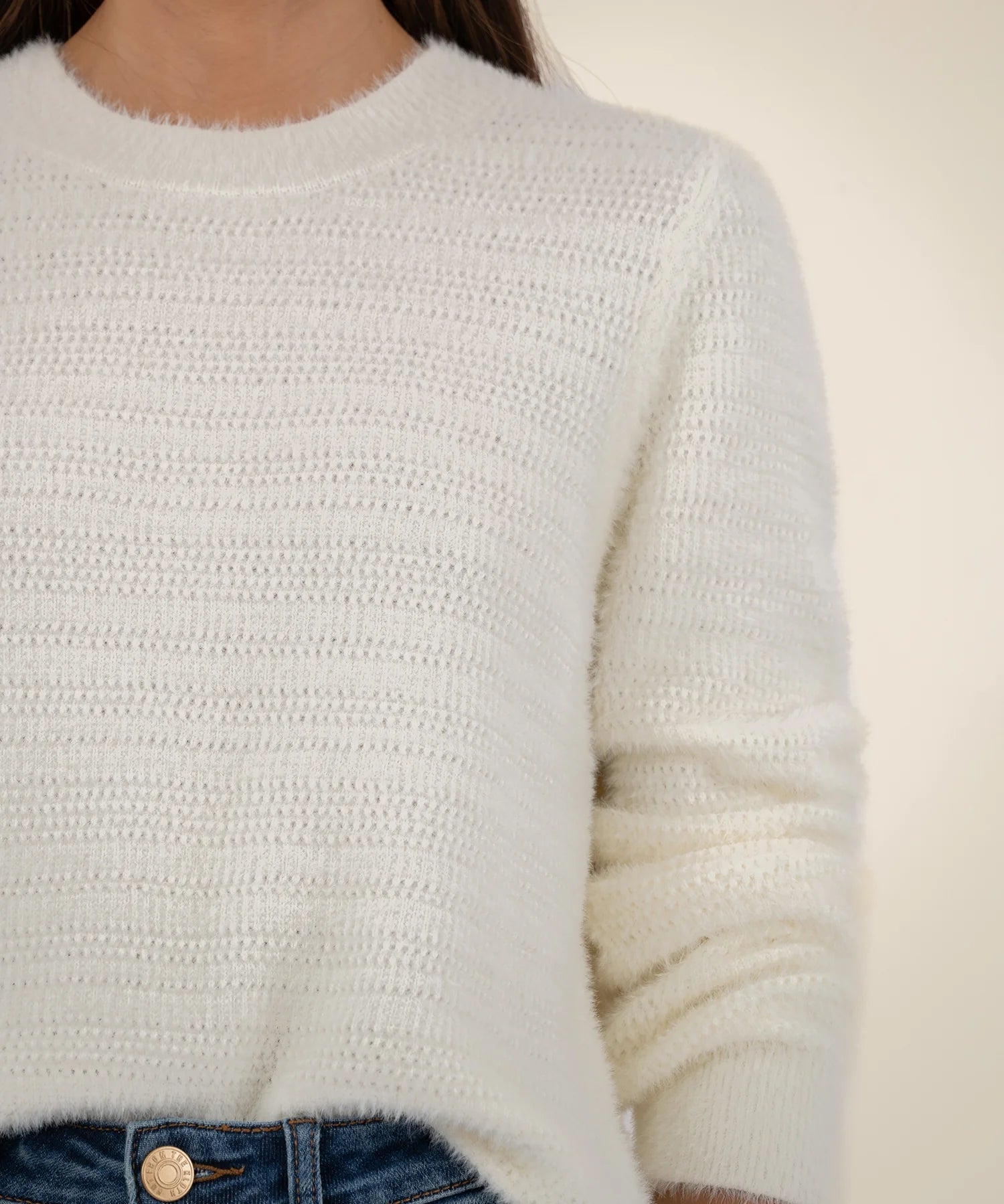 Maxine Fuzzy Sweater - Ivory - Elle Maxine