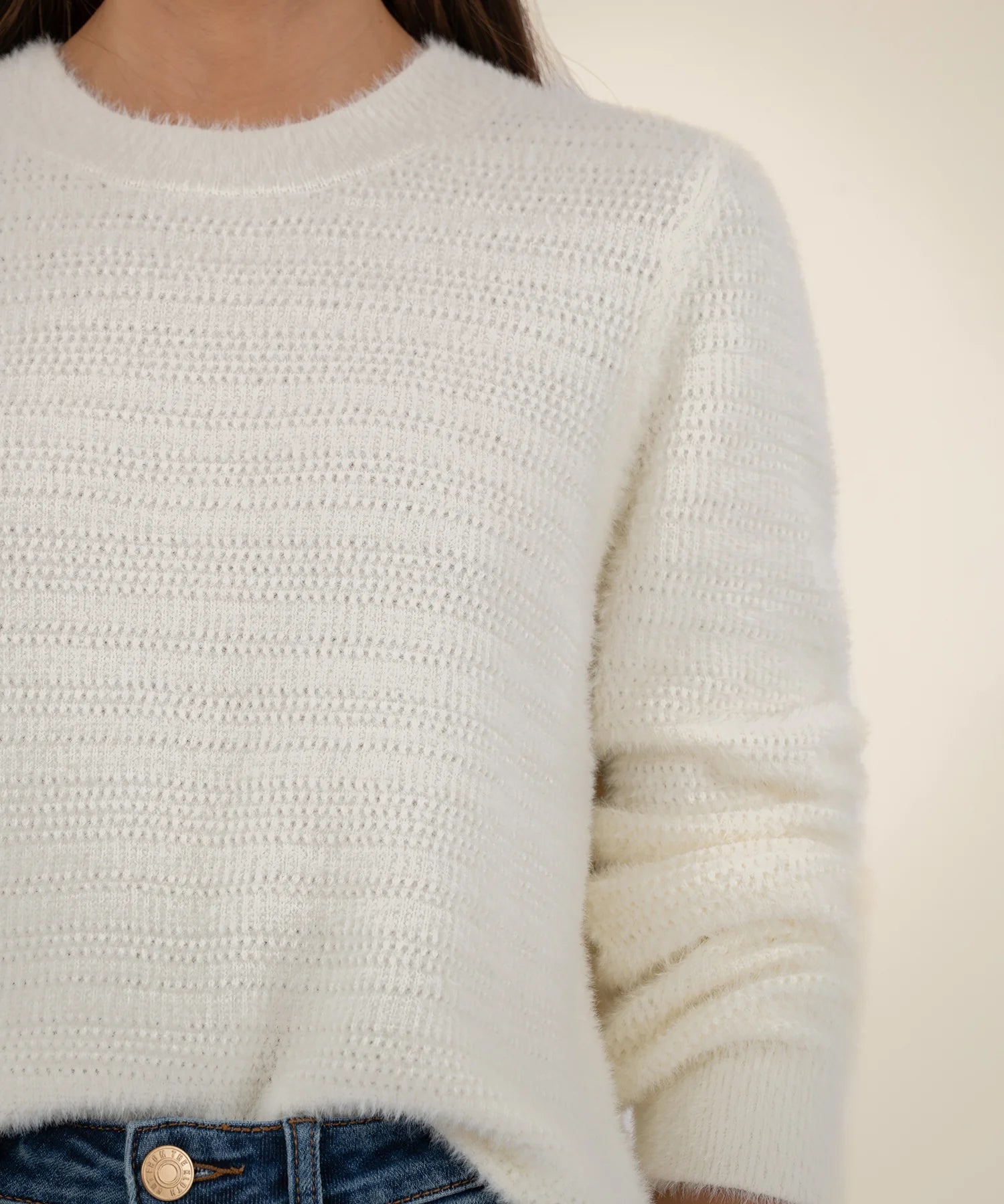 Maxine Fuzzy Sweater - Ivory - Elle Maxine