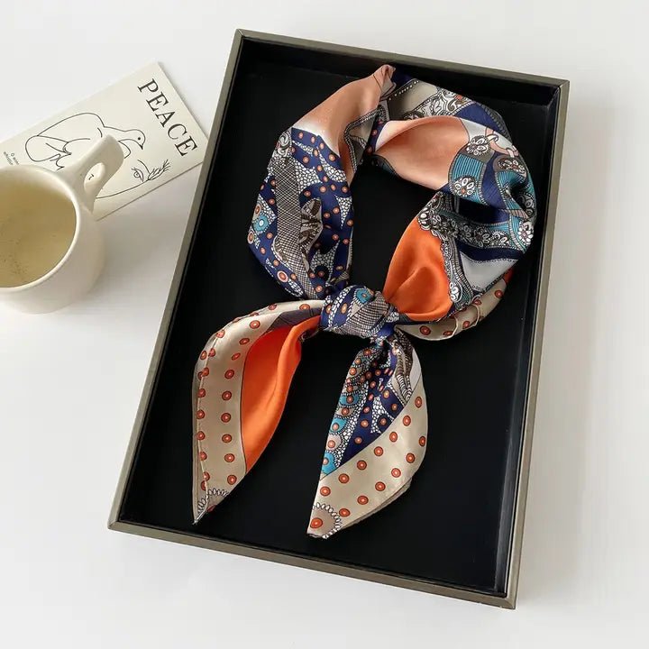 Medallion Print Satin Scarf - Elle Maxine
