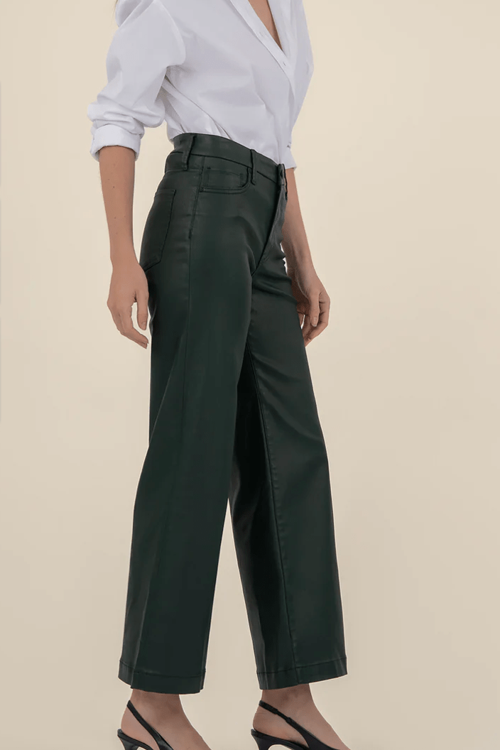 Meg Wide Leg Jeans - Forest (coated) - Elle Maxine