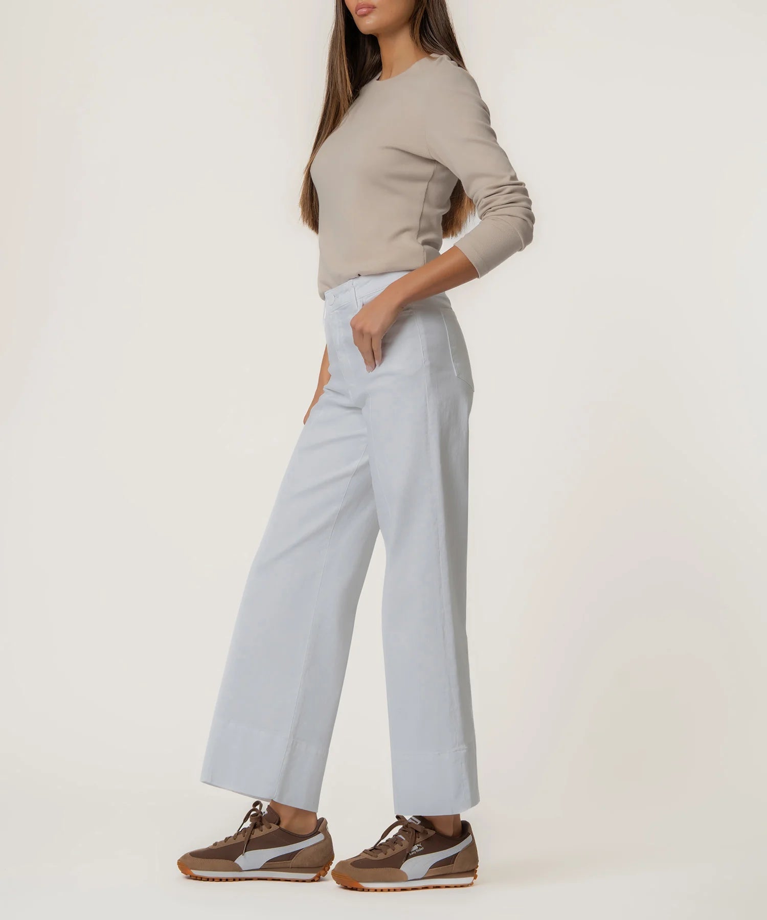 Meg Wide Leg Jeans - Optic White - Elle Maxine