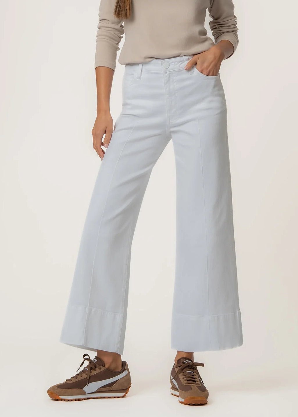 Meg Wide Leg Jeans - Optic White - Elle Maxine