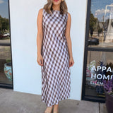 Meilene Lavender Check Midi Dress - Elle Maxine