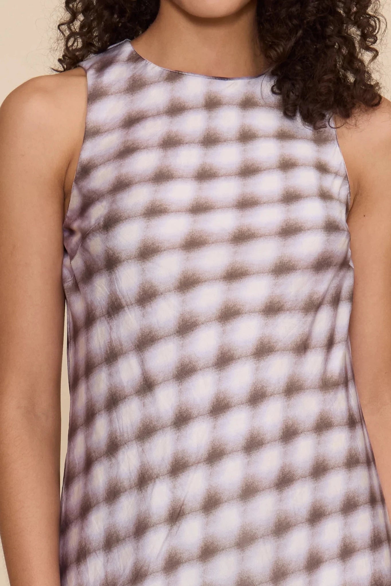 Meilene Lavender Check Midi Dress - Elle Maxine