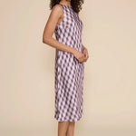 Meilene Lavender Check Midi Dress - Elle Maxine