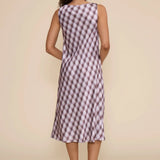 Meilene Lavender Check Midi Dress - Elle Maxine